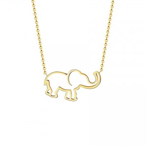Stainless Steel Gold Chain Origami Elephant Pendant Necklaces For Women Gothic Jewelry 